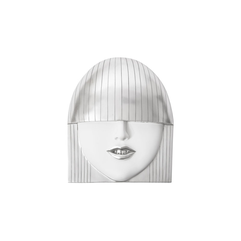 Décoration murale mode visages, Blanc / feuille d'argent