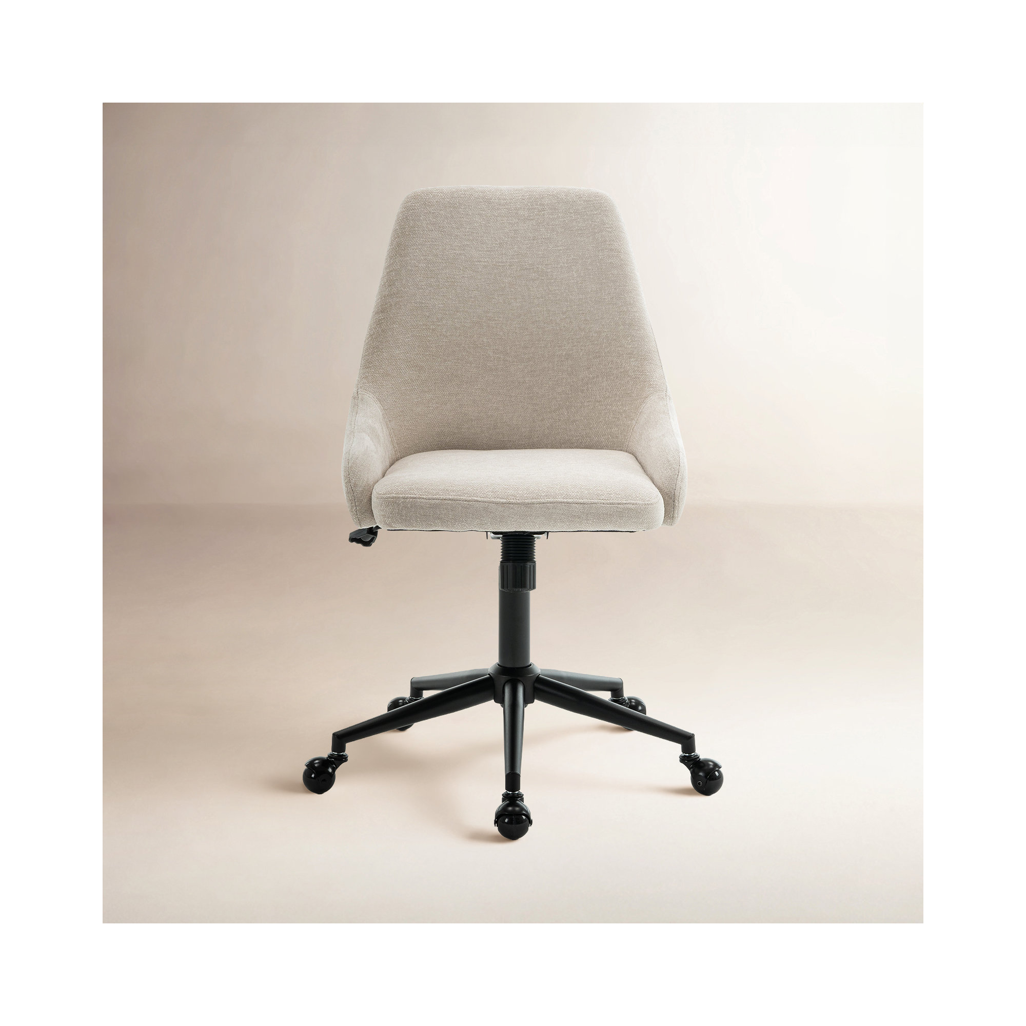 Vanora Swivel Office Chair, Beige Chenille