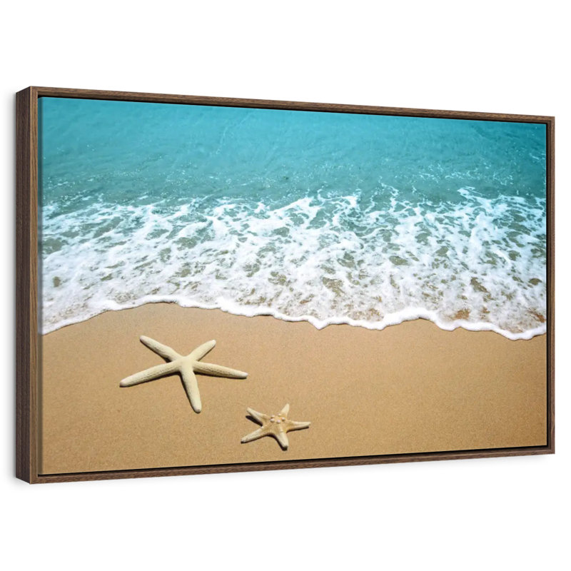 Étoile de mer, 46 po x 31 po, Cadre flottant noyer