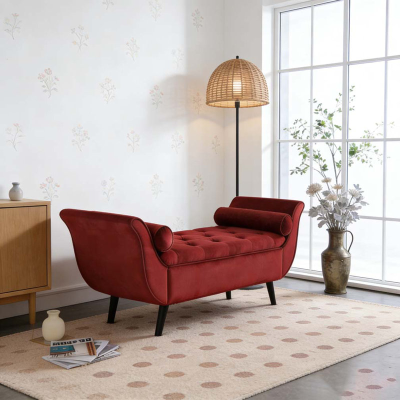 Banc de 65 pouces de long, Rouge
