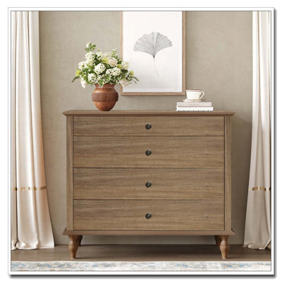 Large 4-Drawer Chest with Solid Wood Foot