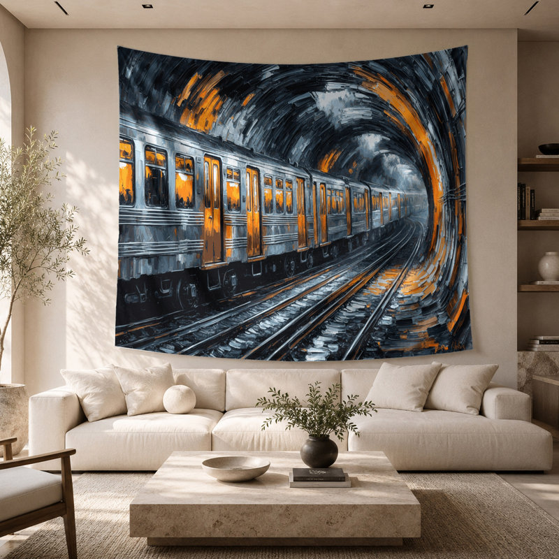 Tapisserie murale «Transagement Subway and metro train», 68 po x 80 po