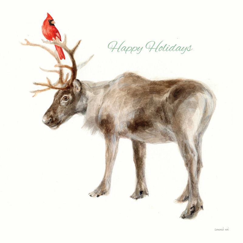 Reindeer Friends V2 par - Impression sur toile tendue, L 12 po x H 12 po