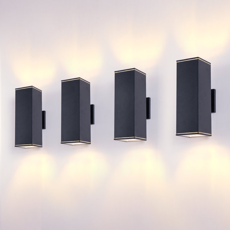 Applique murale d'extérieur imperméable rectangulaire en aluminium 8 combinaisons, H 11,8 po x l 5,5 po x P 4,5 po, 4