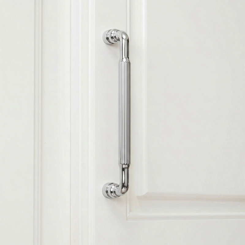 Poignée d'armoire tubulaire rainurée, 5", Polished Chrome