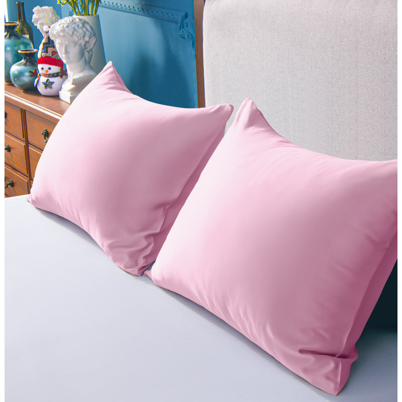 Taie d'oreiller en satin, Grand, Rose clair