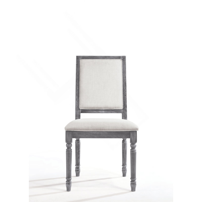 Ensemble de 2 chaises d'appoint en lin crème et gris vieilli Leventis