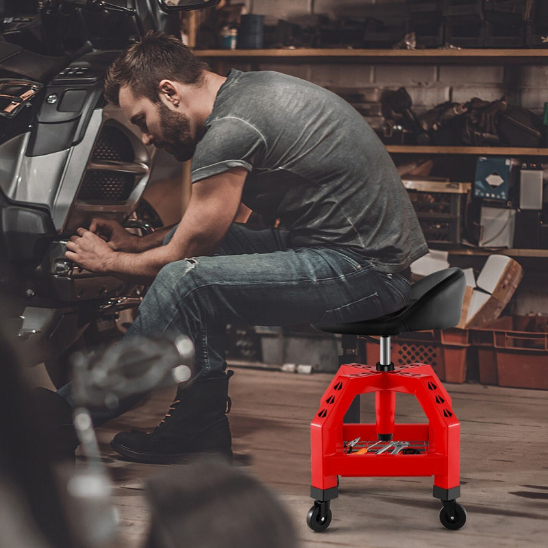 Adjustable Height Stool, Red