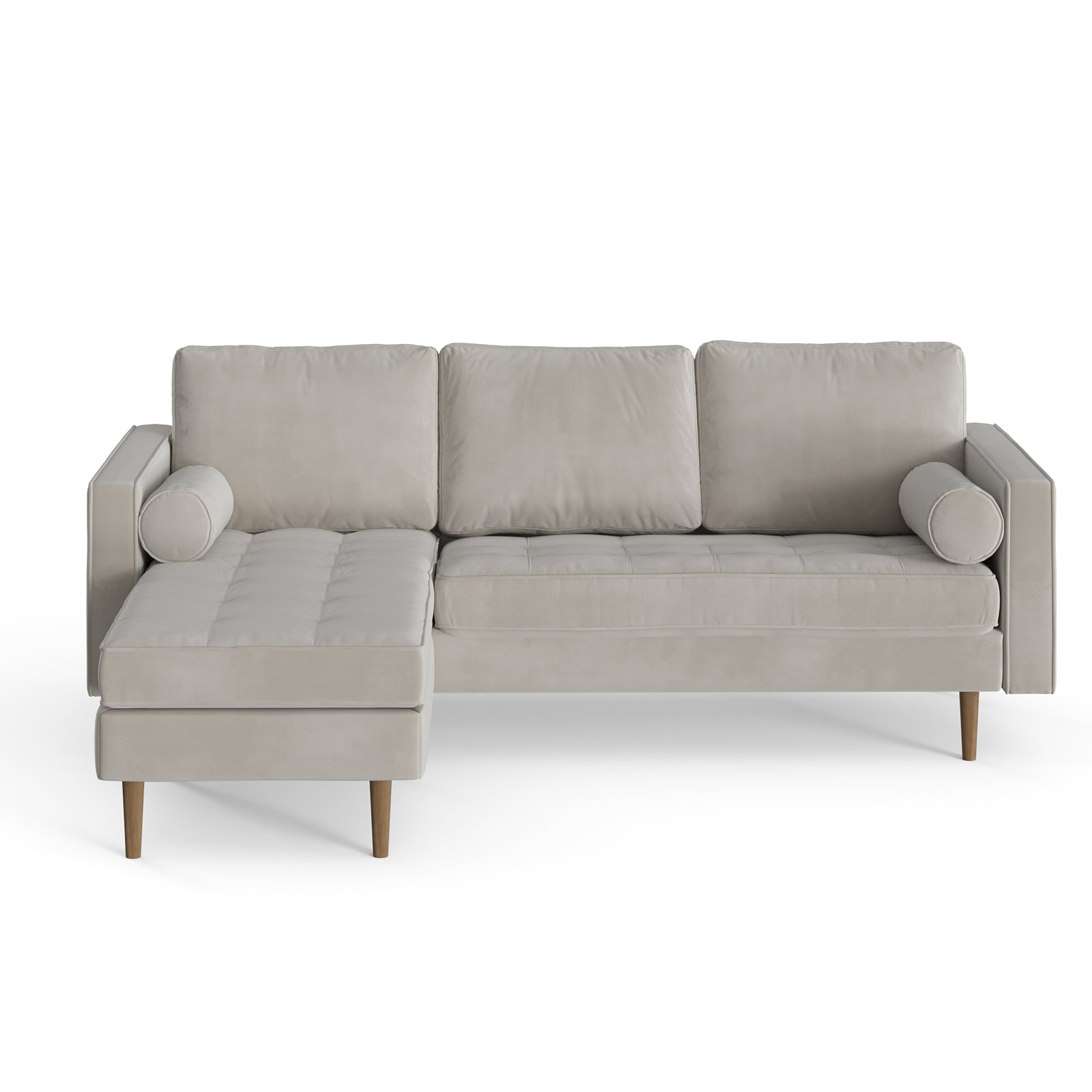 Geo Velvet Reversible Sofa and Chaise, Bella Platinum Performance Velvet