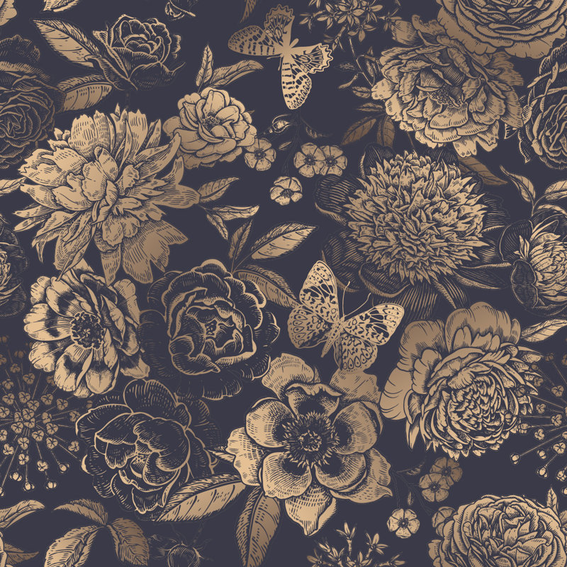 Floral Wall Mural, 10.42' W x 10.42' L
