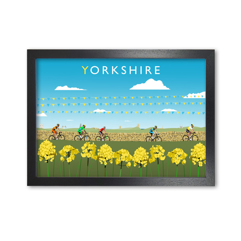 Yorkshire Cycling by Richard O'Neill - Single Picture Frame Print, Black, 42 cm H x 59.4 cm W x 3cm D
