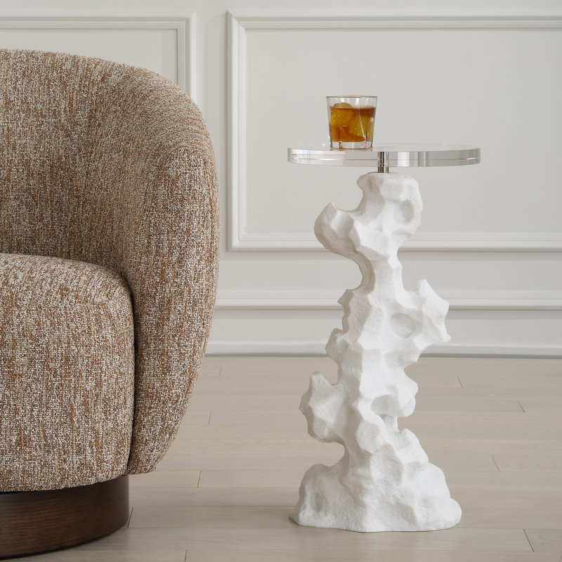 Uttermost Remnant White Stone Drink Table