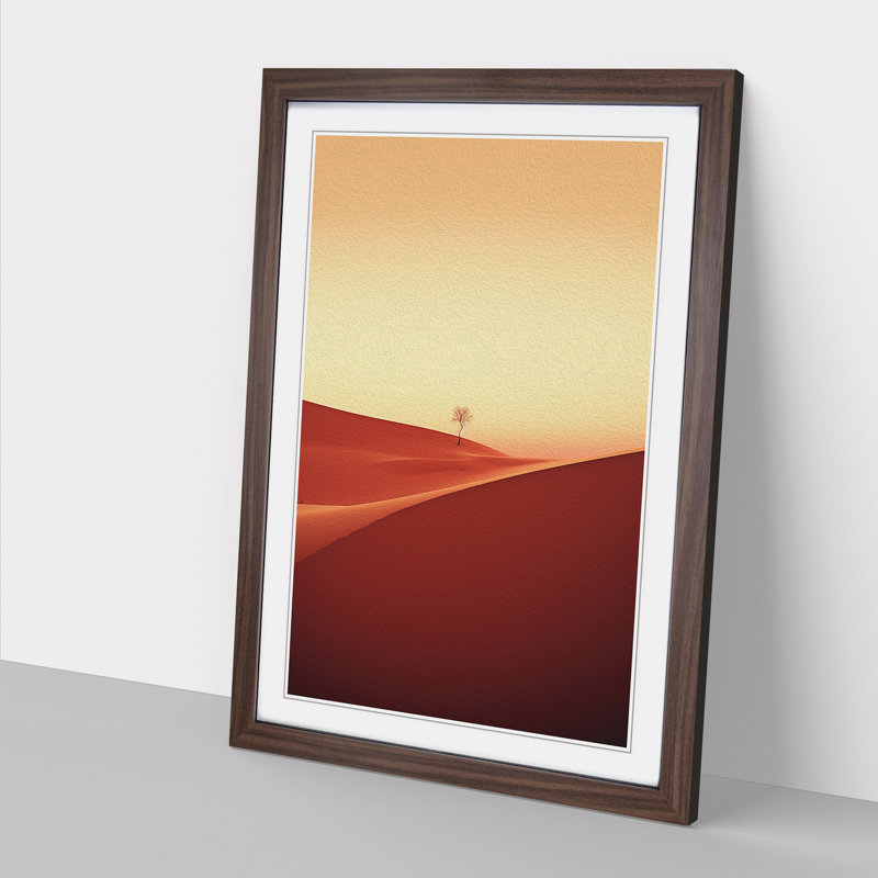Desert Minimalism 1 Piece Single Picture Frame Wall Art, 46" H x 34" W x 2" D, Walnut