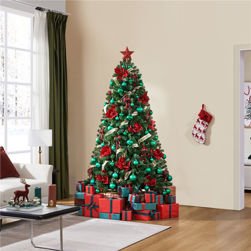 Sapin de Noël artificiel pré-éclairé avec lumières chaudes DEL