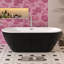 Baignoire autoportante ovale en acrylique de 152,4 cm x 73 cm (60 po x 28,74 po), avec bonde chromé à ouverture automatique et trop-plein intégré pour salle de bain spa.-131363079-87147523