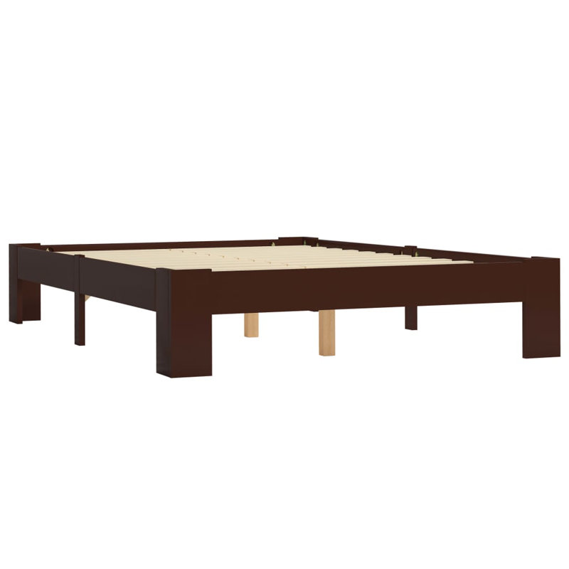Abarne Solid Wood Bed, Dark Brown, European Single (90 x 200 cm)