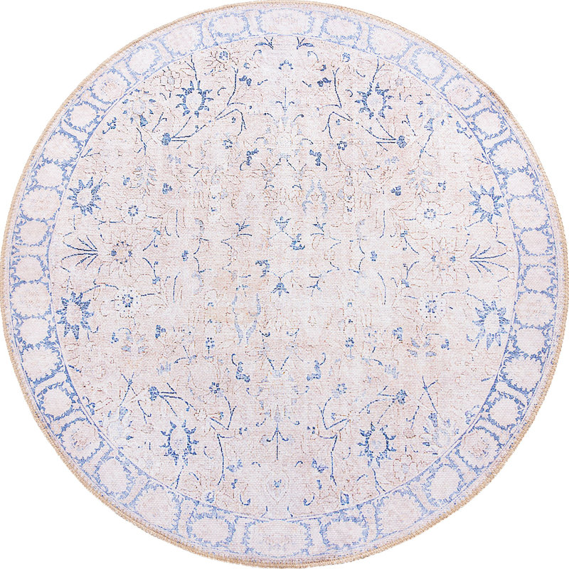 Tapis traditionnel bleu clair Mcclamma, Rond 3 pi 6 po