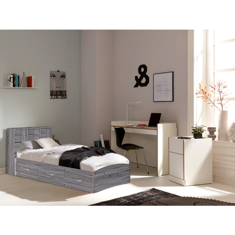 Signorelli Bookcase Storage Bed, Gray, Twin