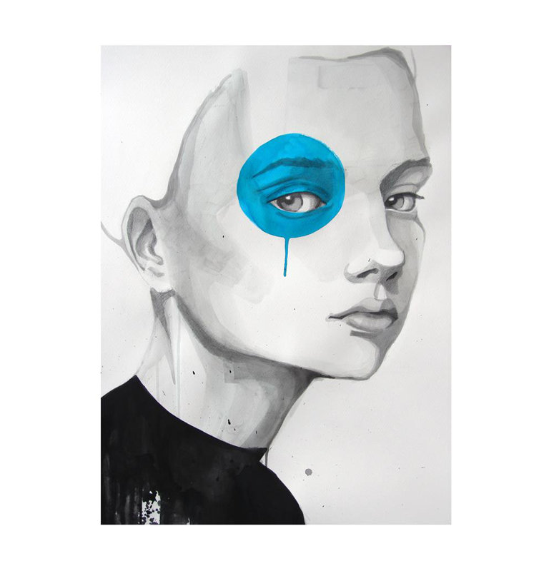 Blue Eye - Single Picture Frame Print, 161.036 cm H x 122.936 cm W, Aluminium Chrome