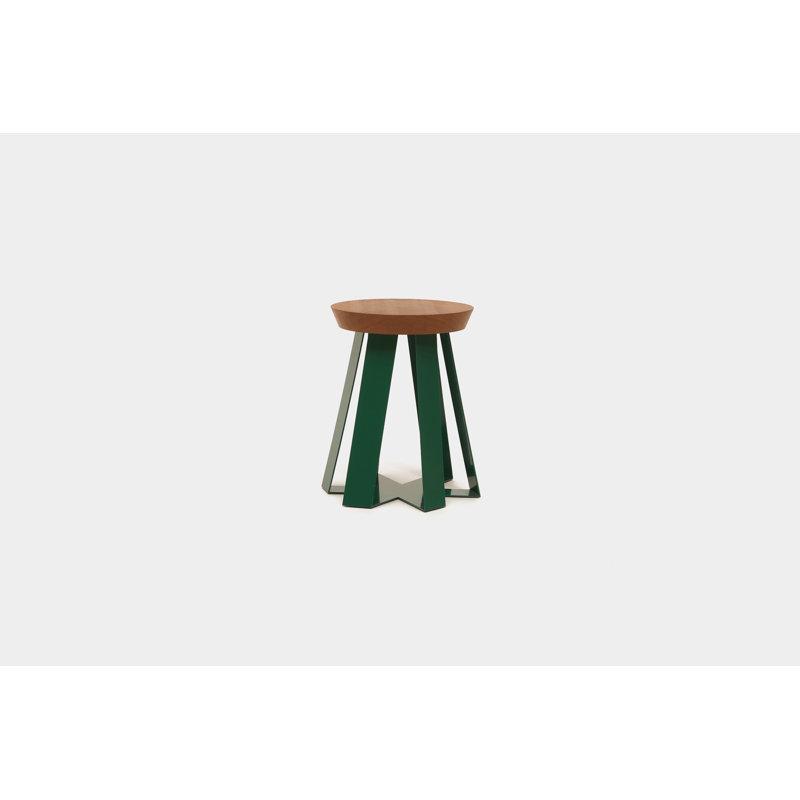 ARS Solid Wood Top End Table, Oak, Green