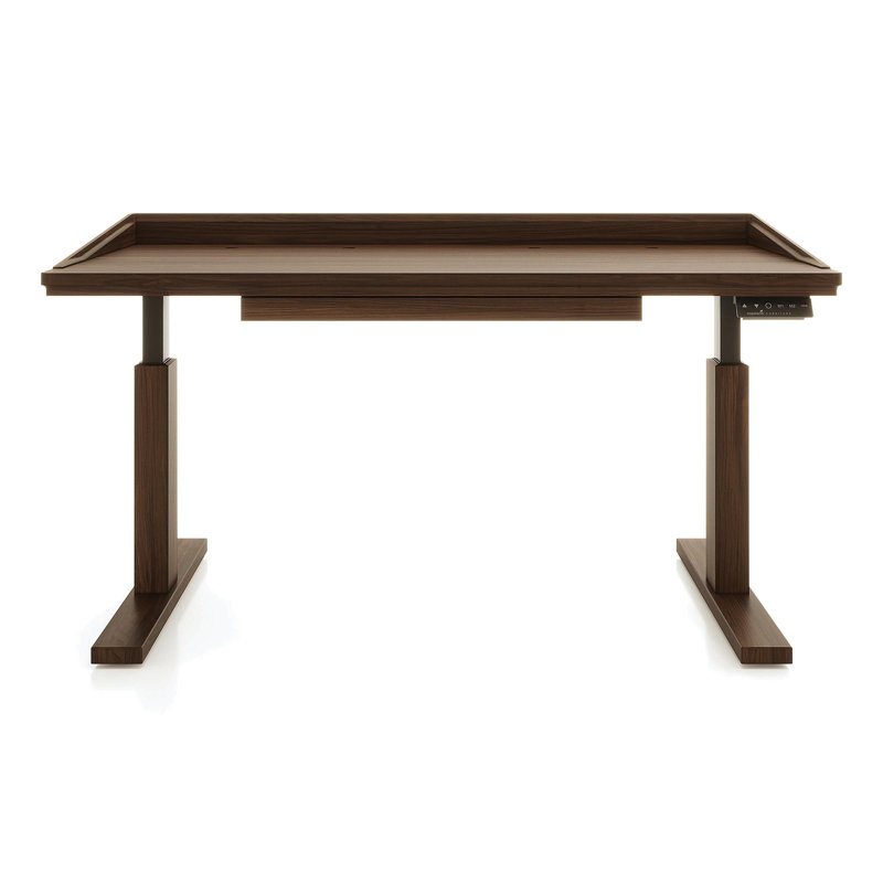 Odin Home Office Solid Wood Standing Desk, Black, Natural Walnut, 51" H x 60" W x 30" D