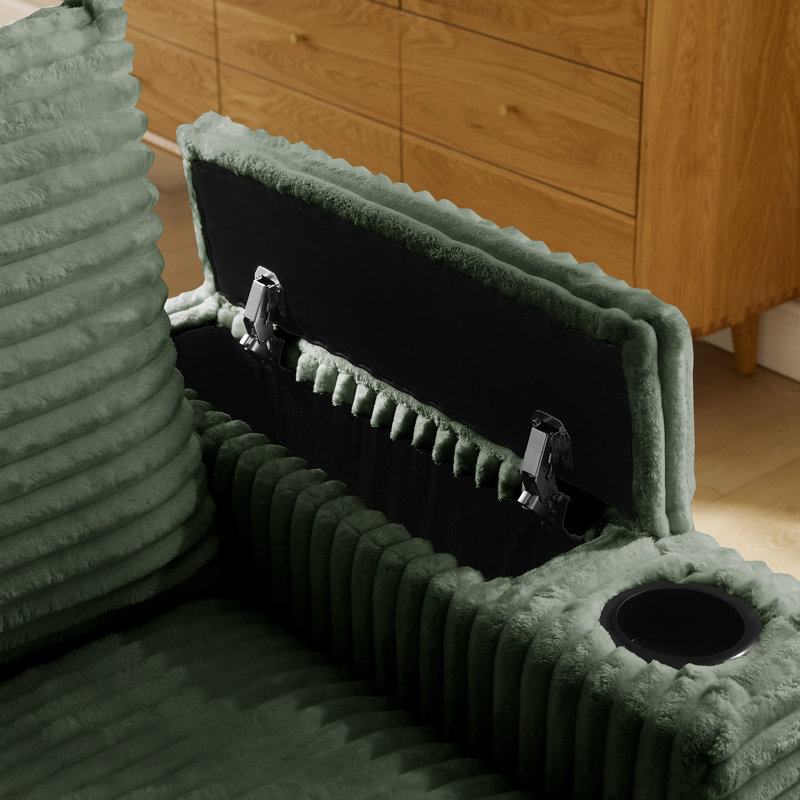 Convertible Sectional Sofa With Hidden Storage Armrests, A Movable Ottoman, 2 USB Ports, 2 Cup Holders, A Phone Holder