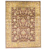 Hand Knotted Wool Oriental Area Rug in Red And Gold
