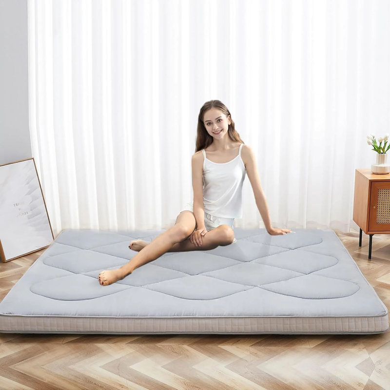 Matelas de futon japonais, Gris, Grand lit