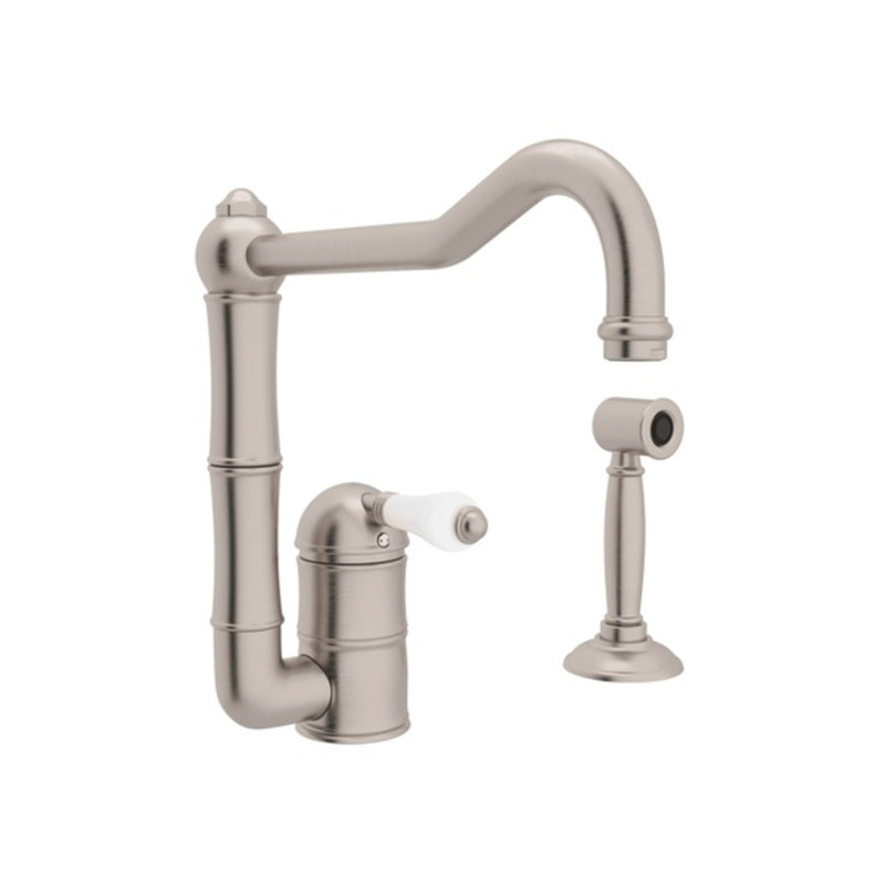 Acqui Kitchen Faucet With Side Spray, Satin Nickel
