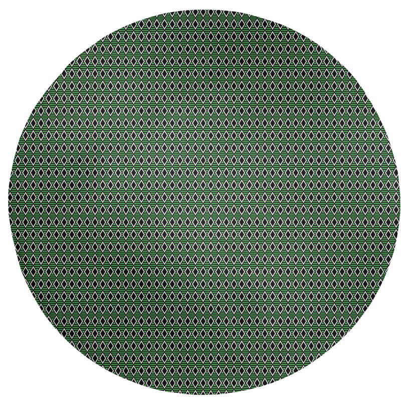Chenille Geometric Indoor Rug, Round 5'