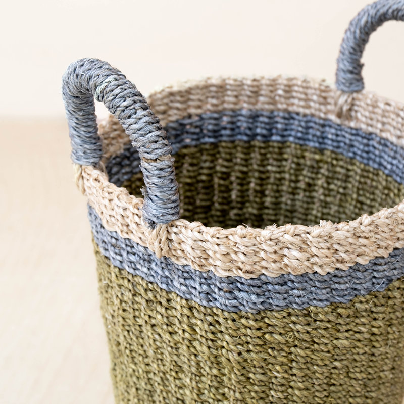 Olive Cylinder Vase Basket, Green