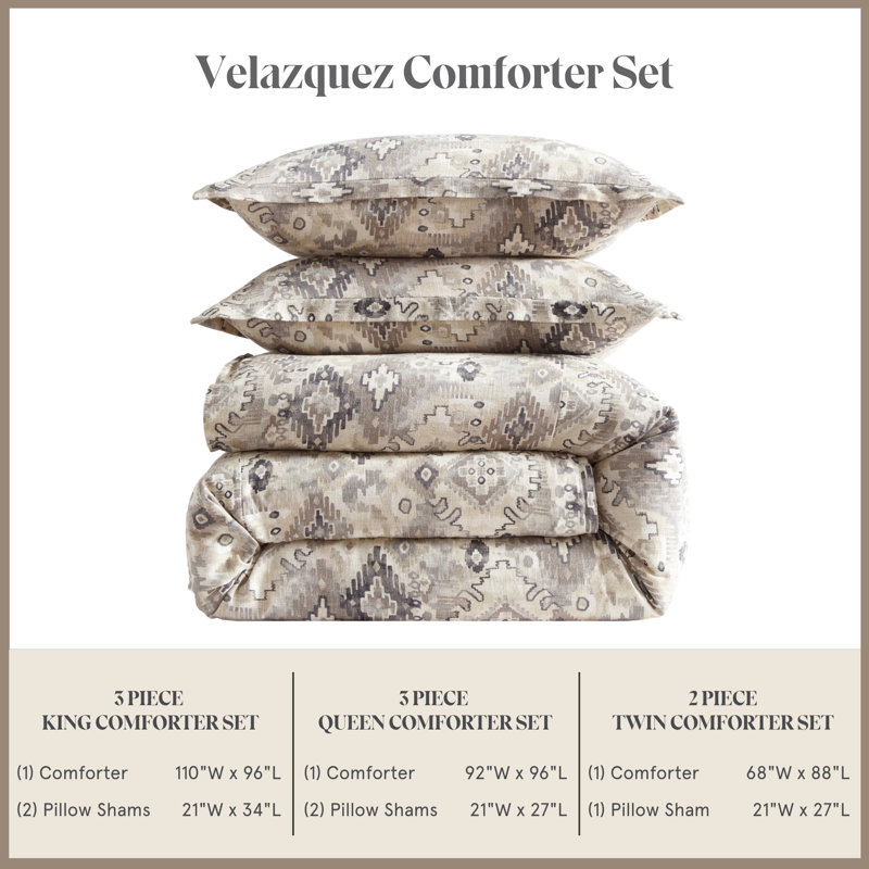 Ensemble d'édredon Velazquez, Twin Comforter + 1 Standard Sham