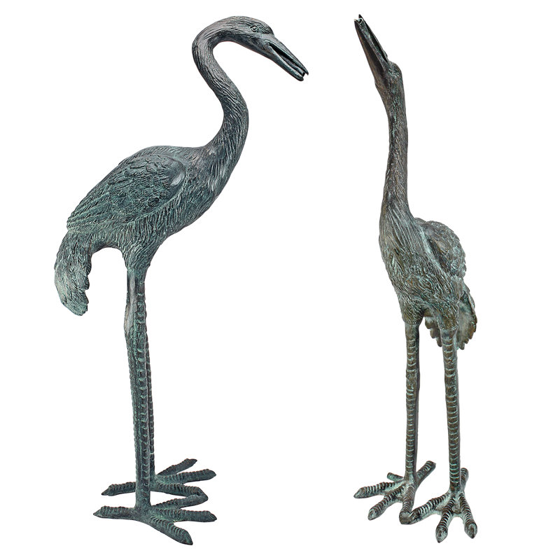 Bird Crane Metal Garden Statue, Small