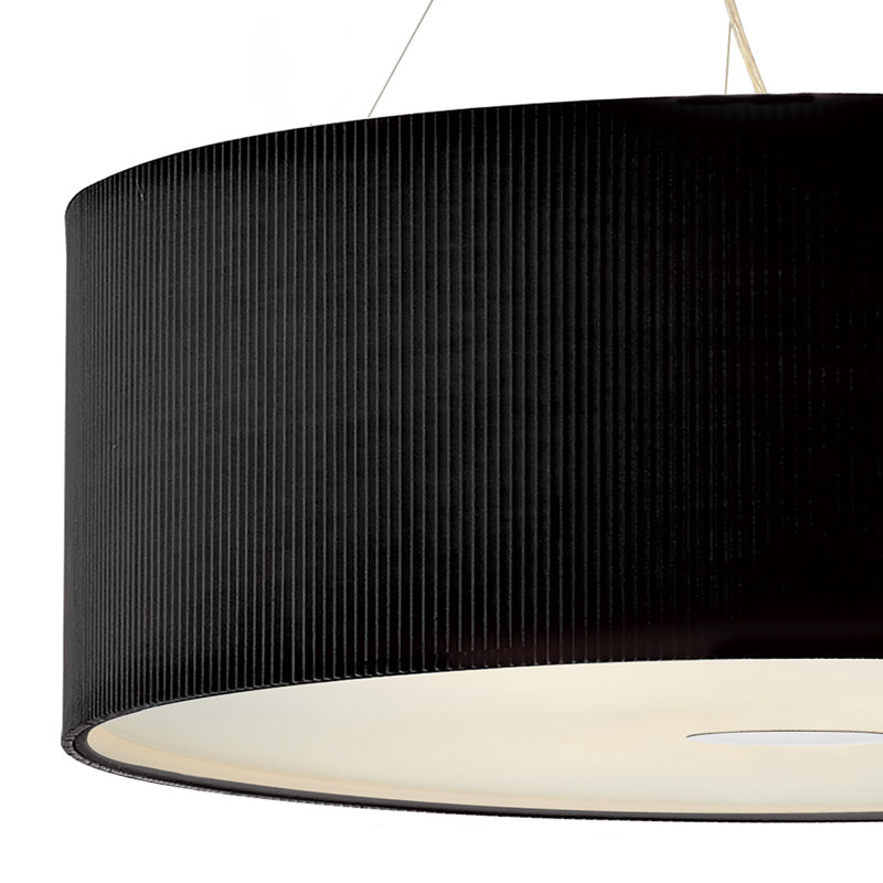 Kiera 6 - Light Polished Chrome Drum Pendant, Black