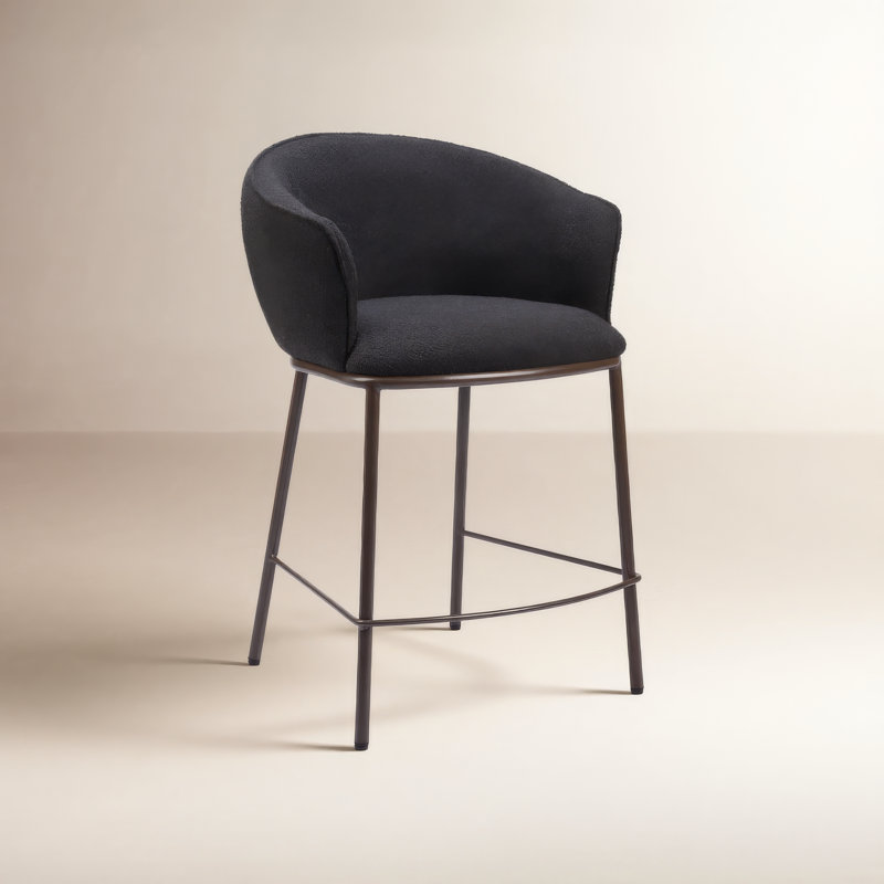 Tabouret de bar et de comptoir Essen, Tabouret de comptoir (siège d'une hauteur de 25,6, Noir, Bronze