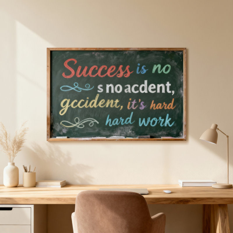 Le succès n'est pas un accident, c'est un travail acharné, H 16 po x l 24 po, Toile tendue, Ne s’applique pas