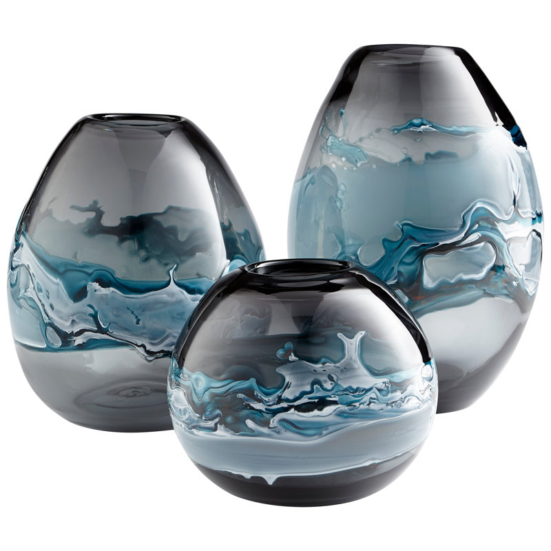 Mescolare Glass Table Vase,  14.5" H x 10.5" W x 10.5" D