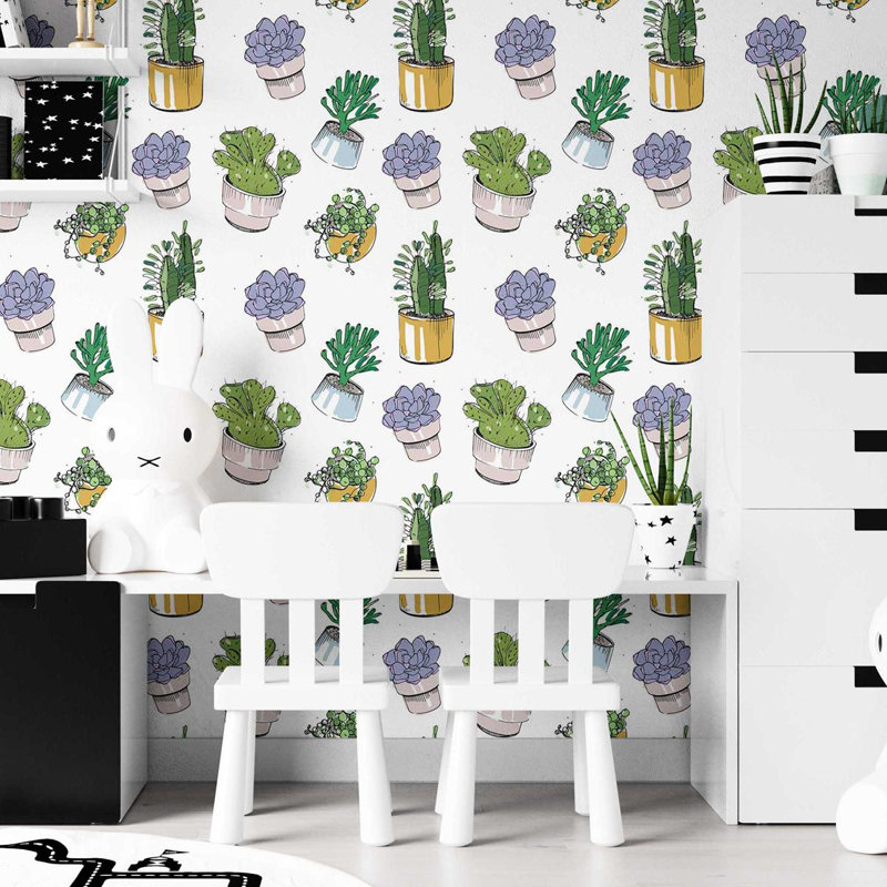 Rouleau de papier peint adhésif 8,5 pi x 24 po Anathea Succulents