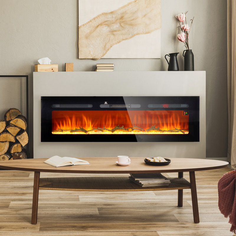 Ultra-Thin Led Adrijana Insert With Adjustable Flame Color And Brightness, 17.7" H x 60" W x 6.2" D