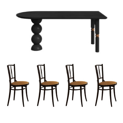 Ensemble de table de salle à manger Black Retro Creative