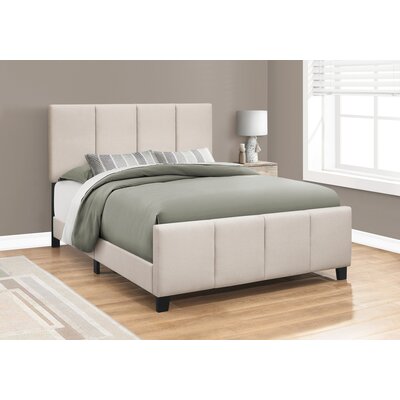 Bed Queen Size Platform Bedroom Frame Upholstered Linen Look Transitional -  Latitude Run®, EACA9AE813C94850AB61BFF2DFE7ADE5