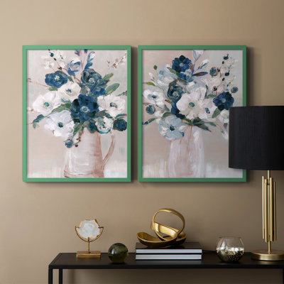 Touch of Teal Arrangement I-Premium Framed Print -Ready to Hang - No Nails Required - No Nails Required