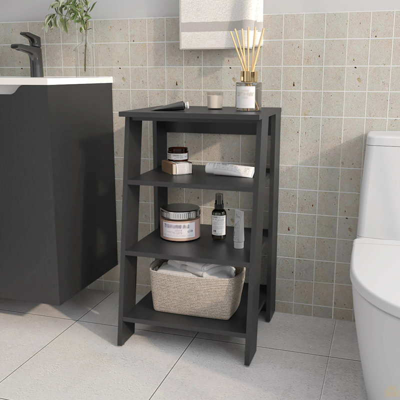 Freestanding Bathroom Shelf with Open Storage, Wenge