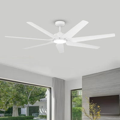 Ventilateur de plafond intelligent de 65 po à 7 pales avec lumière DEL à intensité variable, moteur à courant continu intelligent, 3 températures de couleur réglables, parfait pour les salons, les chambres à coucher et les patios extérieurs