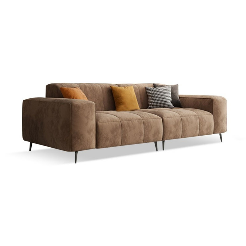 Canapé modulaire en velours brun, H 32,68 po x l 94,49 po x P 43,31 po, 3