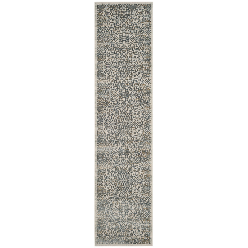 Tapis crème / ardoise Madrid 714, Tapis de couloir de 2 pi x 7 pi