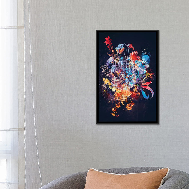 « bouquet xvii », impression sur toile, H 26 po x l 18 po x P 1,5 po, Toile avec cadre noir, Pas de tapis