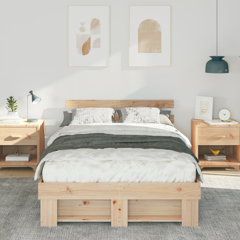 Solid Wood Bed Frame, Small Double (4'), Brown