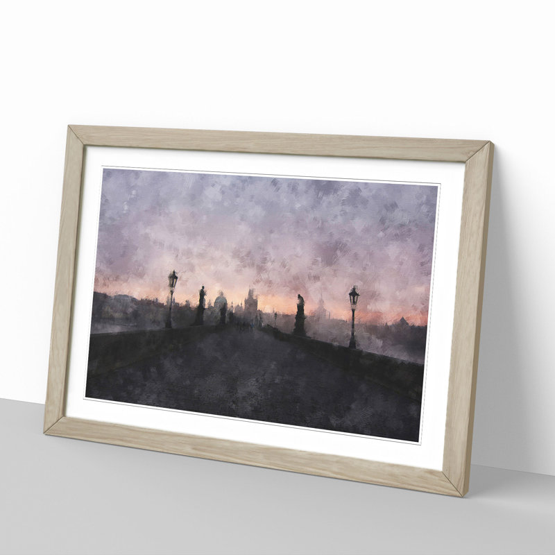 Charles Bridge in Prague Vol.2 - Framed Print, 27cm H x 36cm W x 2cm D, Oak Framed