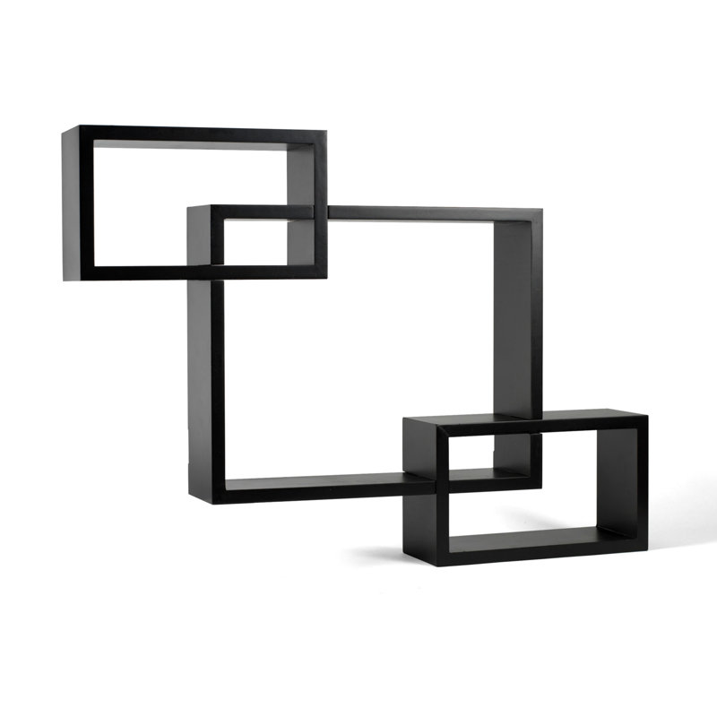 Ensemble de tablettes murales 3 pièces interlocking tablettes, Expresso sombre